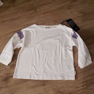 NWT Moncler White Feminine Luxury Basic 3/4 Sleeve Cotton Blouse Size Medium